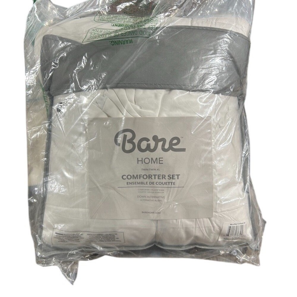 Bare Home Comforter Set Twin White Down Alternative Comforter & Sham 2pc